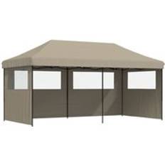 vidaXL Foldable Party Tent Pop-Up with 3 Sidewalls Taupe