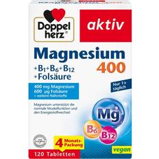 Vitamine & Mineralien reduziert Doppelherz Magnesium 400+B1+B6+B12+Folsäure Tabletten Vegane Tabletten 120 Stk.