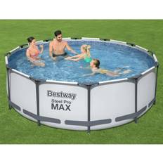 Swimming Pools & Accessories Bestway Steel Pro MAX Swimmingpool-Set Rund 457X122 Cm Grey (100cm H x 366cm W x 366cm D)