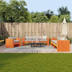 Garden & Outdoor Furniture vidaXL 2 Piece Garden Wax Brown Solid Wood Pine Outdoor Lounge Set