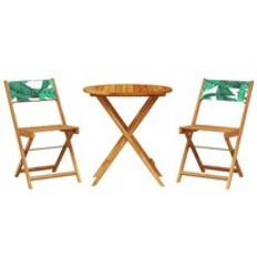 Blau Bargruppen Bistro 3 Piece Set Blue and White Fabric and Solid Wood - Green Outdoor Bar Set, 1 Table incl. 2 Chairs