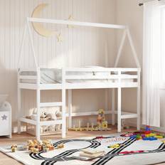 Pine Loft Beds vidaXL Loft Bed With Ladder And Roof 80 x 200 cm