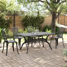 Garden & Outdoor Furniture vidaXL Rectangular 5 - Piece - Person 150 cm L Aluminum Outdoor - Black Patio Dining Set, 1 Table incl. 4 Chairs