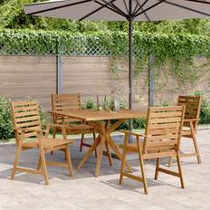 Bois Ensembles repas de patio vidaXL À Manger Jardin Set of 5 Ensemble repas de patio, 1 Table incluse 4 Chaises