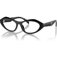 Prada Dam Glasögon Prada Eyewear logo-engraved oval-frame women Acetate Black