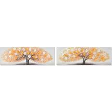 Gold Framed Art Home ESPRIT Golden Canvas Painting Set of 2 90 x 3 x 30 cm Framed Art