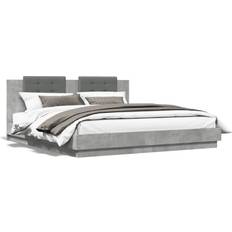 Cadres de lit vidaXL Bed Frame With Headboard Concrete Grey 180x200 cm Super King Engineered Wood Vid