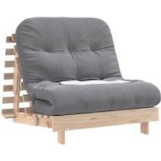 Daybeds Sofas vidaXL Futon Bed With Mattress 90 x 206 x 11 cm Solid Wood Pine Sofa 3 Seater