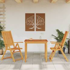 vidaXL Square 3 - Piece Outdoor Table and Chair 85 cm L - Brown Patio Dining Set