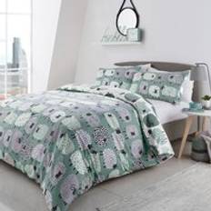 Wool Textiles Fusion Dotty Sheep Reversible Set - Duck Egg - Super King Duvet Cover Blue (260x220cm)