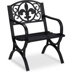 Relaxdays Antique-looking Patio Furniture Wide Seat Vintage Design - Black Garden Dining Chair