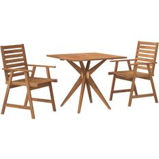 Madera Juegos de comedor de patio vidaXL Jardín 3 Piezas Madera Maciza De Acacia Marrón Juego de comedor de patio