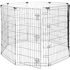 Amazon Basics Åttkantig Gånghage För Hundar Och Andra Husdjur Vikbar Metall Med Dörr 107 cm Svart