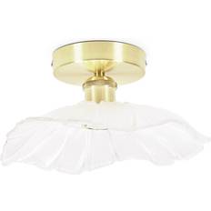 Glass Ceiling Flush Lights ValueLights Cassia Gold Clear Glass Flower LED 26.5 x 14.5 cm W x 26.5 cm D Ceiling Flush Light