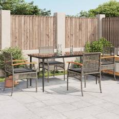 Square Patio Dining Sets vidaXL Rectangular 5 - Piece 4 - Person 160 cm Outdoor Table - Grey Patio Dining Set