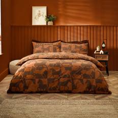 Orange Duvet Covers Furn Herve Reversible Set - (Super King) + 2 Standard Pillowcase Duvet Cover Brown, Orange