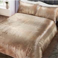 Rapport Crushed Velvet Double + 2 Standard Pillowcases Duvet Cover Gold