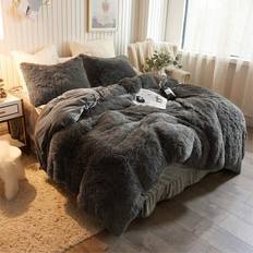 Groundlevel Faux Fur Yeti Duvet Cover Grey (230x220cm)