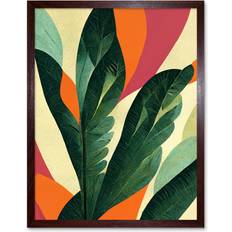 Wee Blue Coo Exotic Tropical Leaves Botanical 43 cm H x 33 cm W - Brown Framed Art