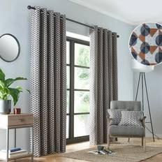 Brown Curtains & Accessories Fusion Prado Geometric Print Light Filtering Pair of 117 cm x 54 in