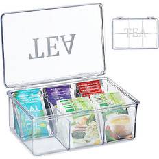 Rectangular Cajas de té Relaxdays Plástico 6 Compartimentos 9 x 21.5 x 15 cm Caja de té