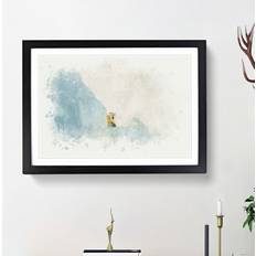 East Urban Home Curious Polar Bear In Abstract Graphic Print 48 cm H x 65 cm W x 2 cm D Framed Art