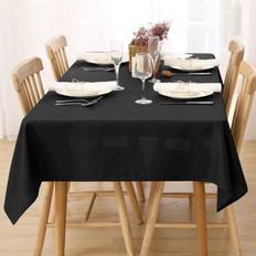 Deconovo Waterproof Linen Effect 130 cm x 160 cm - Tablecloth Black