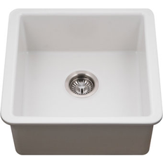 Ceramic Kitchen Sinks Houzer PTB-2020 MWH 20 In. Fireclay Undermount Square Single Bowl Bar Sink