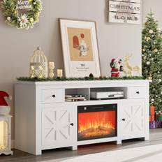 YitaHome Fireplace Stand 80 Inches White 70 Inch TV Bench