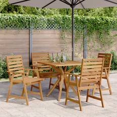 Bois Ensembles repas de patio vidaXL À Manger Jardin Set of 5 Ensemble repas de patio, 1 Table incluse 4 Chaises