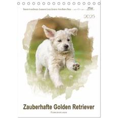 Bürobedarf Calvendo Zauberhafte Golden Retriever Tischkalender 2025 DIN A5 hoch