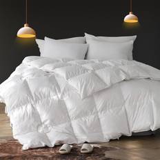 Goose Feather Down Comforter King Size 104x90 cm - Ultra-Soft Fluffy Bedspread White