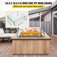 Bleu Foyers VEVOR Fire Pit Wind Flame Guard 19' x 19 ' Tempered Glass Fire Pit Tables Square