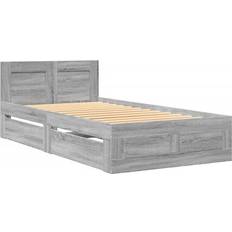 vidaXL Bed Frame With Headboard Grey Sonoma 75x190 cm Small Single