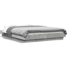 Senge & Madrasser vidaXL Med ED-Lys 135x190 cm Betongrå Sengeramme