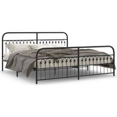 Senge & Madrasser vidaXL Med Sengegavl Og Fodgærde 193x203 cm Metal Sort Sengeramme