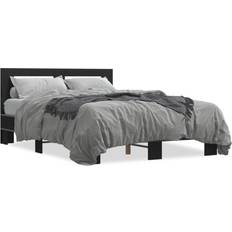 Senge & Madrasser vidaXL Sengestel 120x190 cm Konstrueret Træ Og Metal Sort Sengeramme