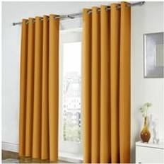 Curtains & Accessories Fusion Freya Plain 100% Cotton Eyelet Lined Curtains 66 x 54 Inch