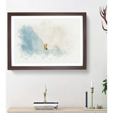 East Urban Home Curious Polar Bear In Abstract Graphic Print - Walnut (62 cm H x 87 cm W x 2 cm D) Framed Art