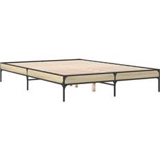 Madera Estructuras de cama vidaXL Bed Frame Home Bed Base Mattress Foundation Engineered Wood and Metal 140 x 200 cm