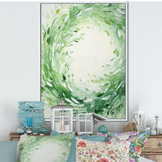 Framed Art Design Art Verdant Green Wreaths Whirl Wall Prints 32.0 H x 16.0 W x 1.0 D in Green/White Framed Art