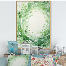 Framed Art Design Art Verdant Green Wreaths Whirl Wall Prints 40.0 H x 30.0 W x 1.5 D in Green/White Framed Art