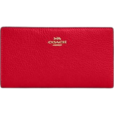 Coach Slim Zip Wallet In Colorblock Signature Canvas - Pebbled Leather/Gold/Walnut/Bold Red