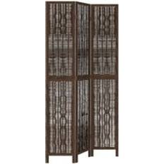 Brune Romavdelere vidaXL 3 Panels Dark Brown Solid Wood Paulownia Room Divider