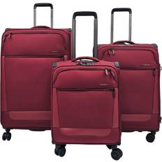 Infinity Leather Lightweight Burgundy Suitcases 4 Wheel Travel Luggage Bag Medium