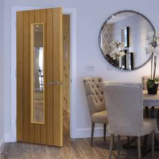 Doors JB Kind JB Kind Cherwell Oak Glazed Internal Pre-Finished 35 x 1981 x 838 mm Interior Door (x198.1cm)