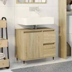 vidaXL Badrumsskåp Sonoma-ek 65x33x60 cm Konstruerat Trä