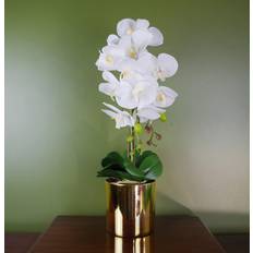 White Artificial Plants Leaf Orchid Large 52 cm - Gold Artificial Plant