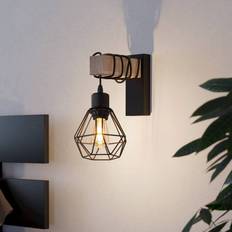 Wood Wall Lamps Eglo Townshend 5 14 x 14 x 27.5 cm - Black/Oak Wall light