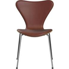 Fritz Hansen 3107 Series 7 Front Upholstered Grace Chestnut Matstolar Arne Jacobsen Brun Läder/Metall/Trä/Skum Köksstol